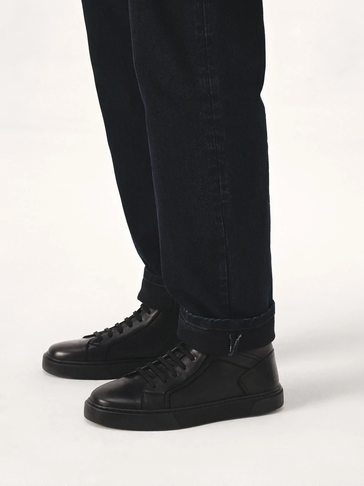 Kazar Comfortable Black Men's Sneakers With High Upper