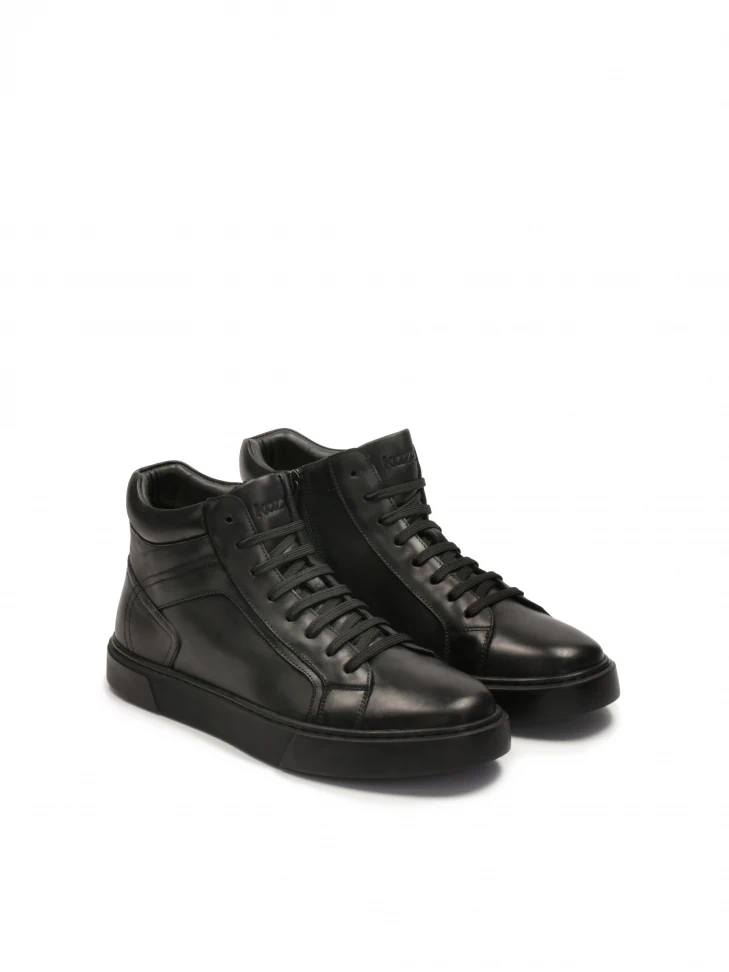 Kazar Comfortable Black Men's Sneakers With High Upper