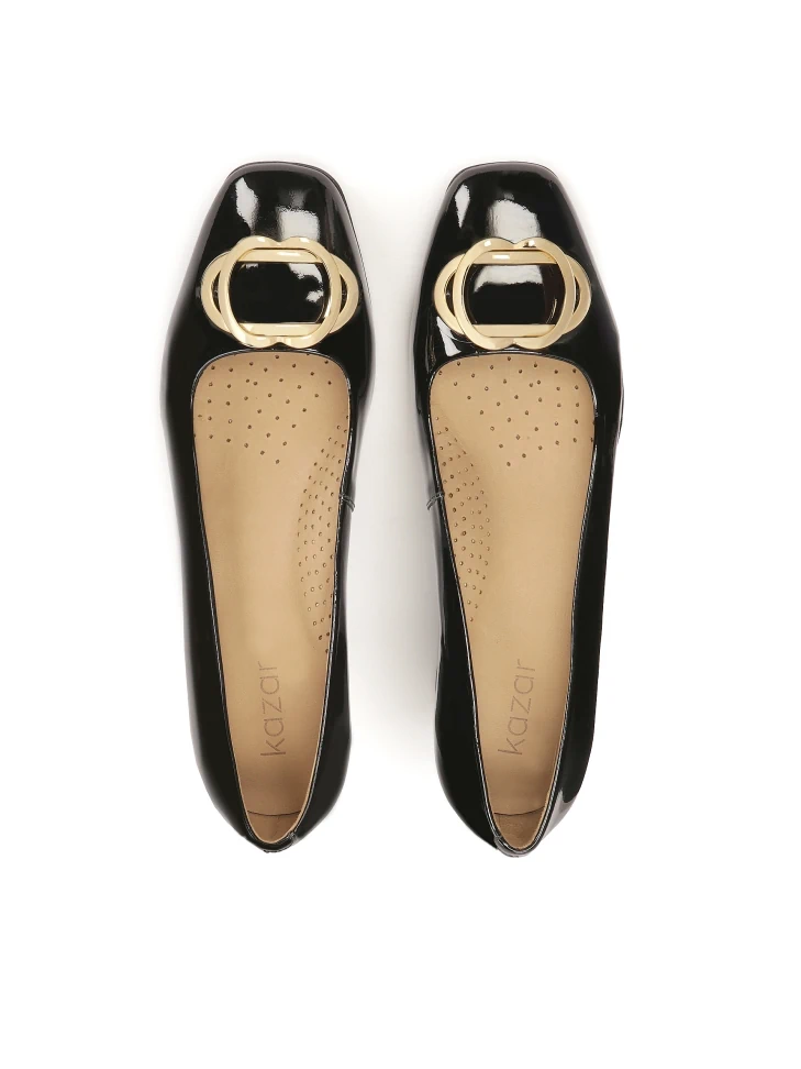 Kazar Comfortable Patent Leather Pumps With Metal Accents