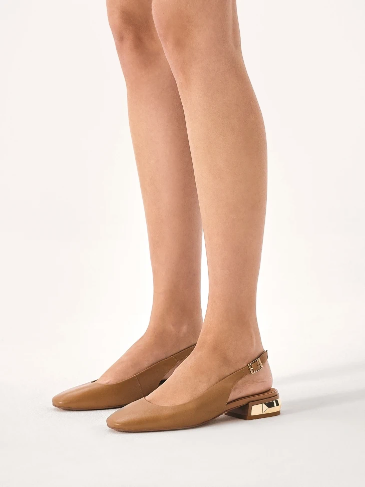 Kazar Comfortable Slingback Pumps With Metal Embellishment On The Heel
