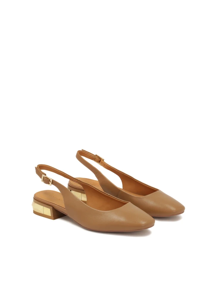 Kazar Comfortable Slingback Pumps With Metal Embellishment On The Heel