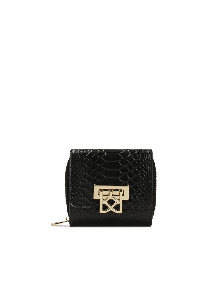 kazar Compact wallet in crocodile pattern with decorative clasp