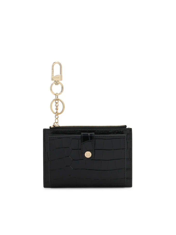 kazar Compact wallet made of leather in kroko pattern