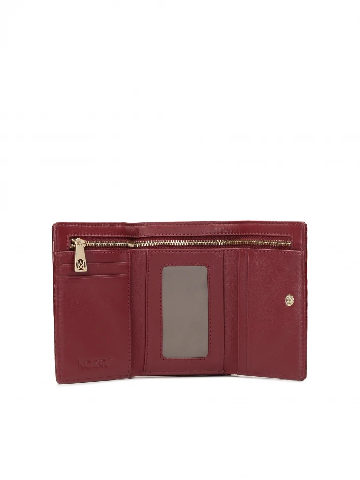 Kazar Compact Wallet Made Of Maroon Patent Leather Kroko