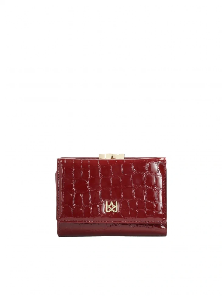 kazar Compact wallet made of maroon patent leather kroko