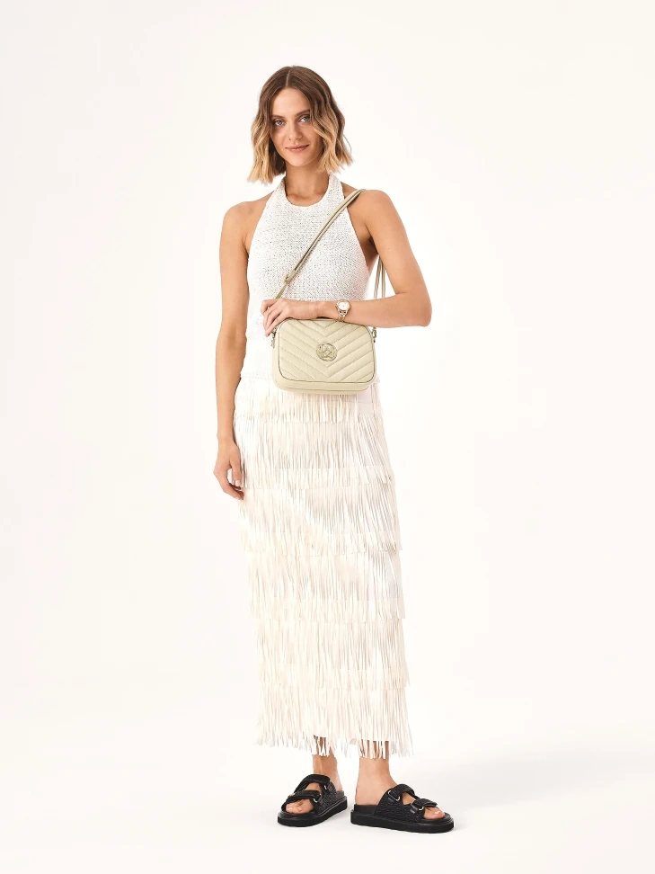 Kazar Cream Crossbody Bag With Large KAZAR Monogram