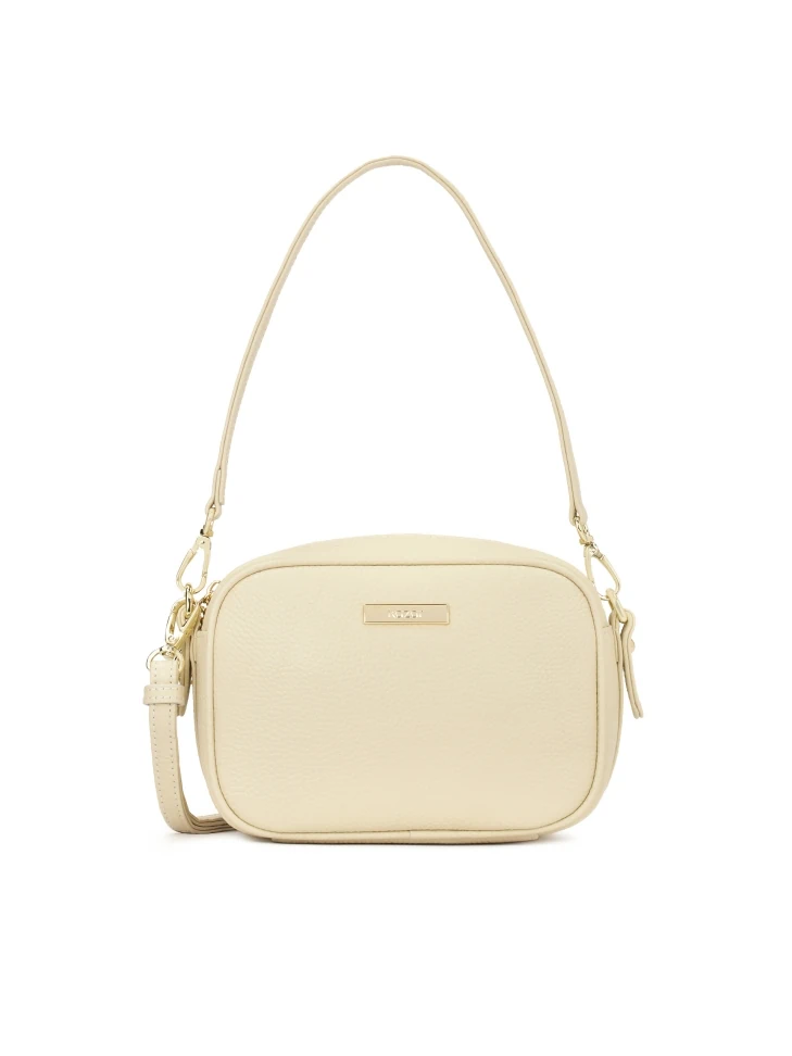 kazar Cream leather handbag with two stylish handles