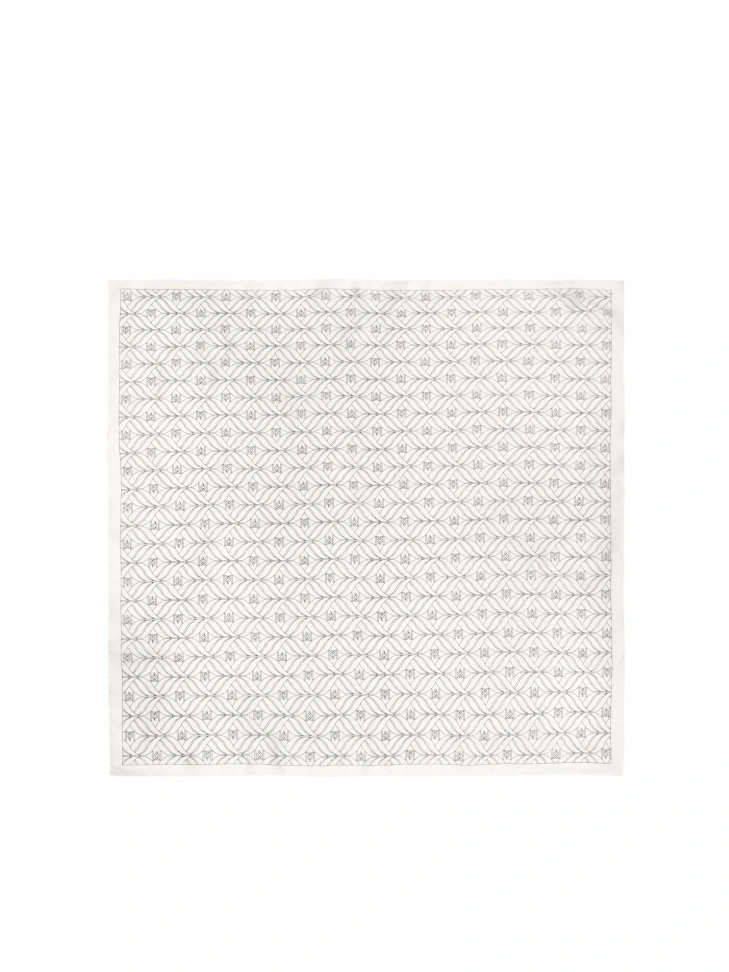 Kazar Cream Silk Scarf With Three-dimensional Pattern