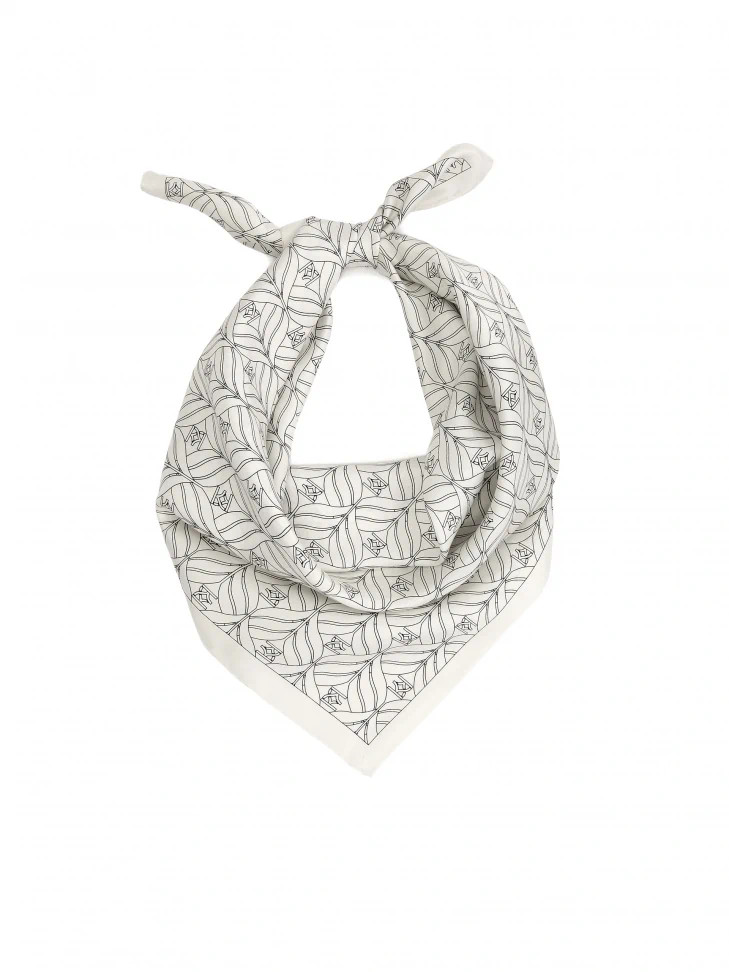 kazar Cream silk scarf with three-dimensional pattern