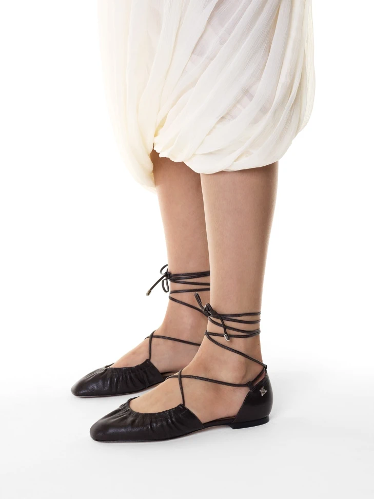 Kazar Dark Brown Ballerinas With Strikingly Crinkled Upper