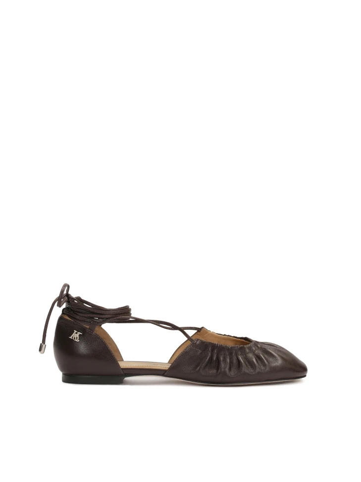 kazar Dark brown ballerinas with strikingly crinkled upper
