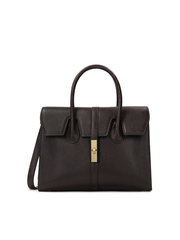 kazar Dark brown handbag with handles and detachable strap