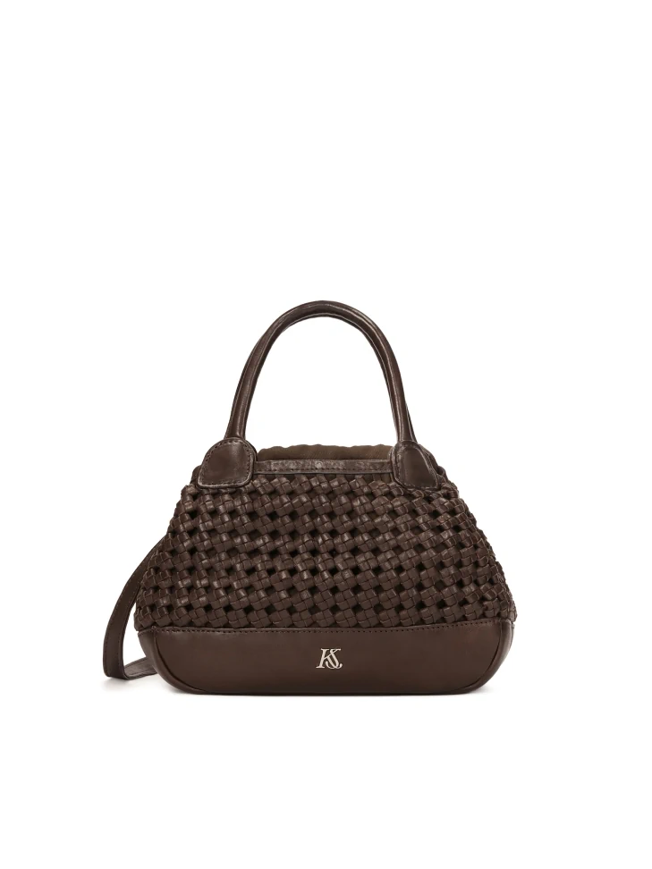 kazar Dark brown handbag with handles and removable insert