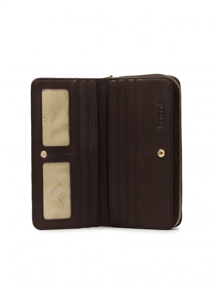 Kazar Dark Brown Wallet With Quilting And KAZAR Logo