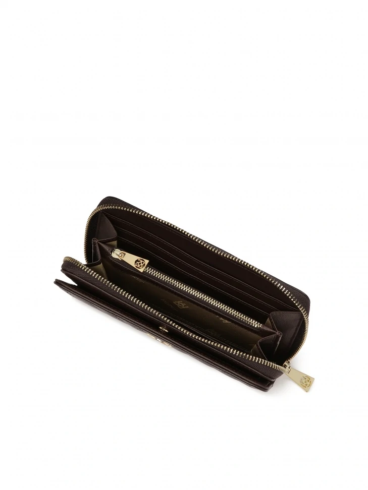 Kazar Dark Brown Wallet With Quilting And KAZAR Logo