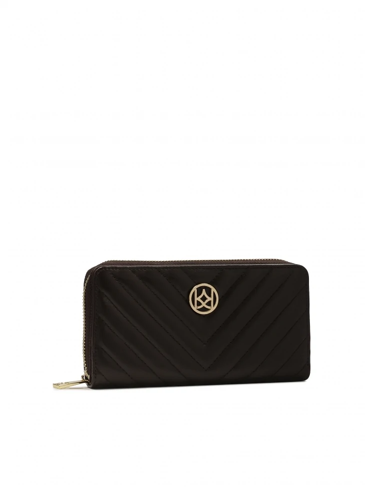 Kazar Dark Brown Wallet With Quilting And KAZAR Logo