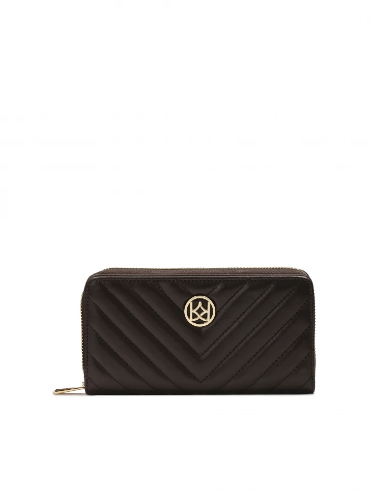 kazar Dark brown wallet with quilting and KAZAR logo