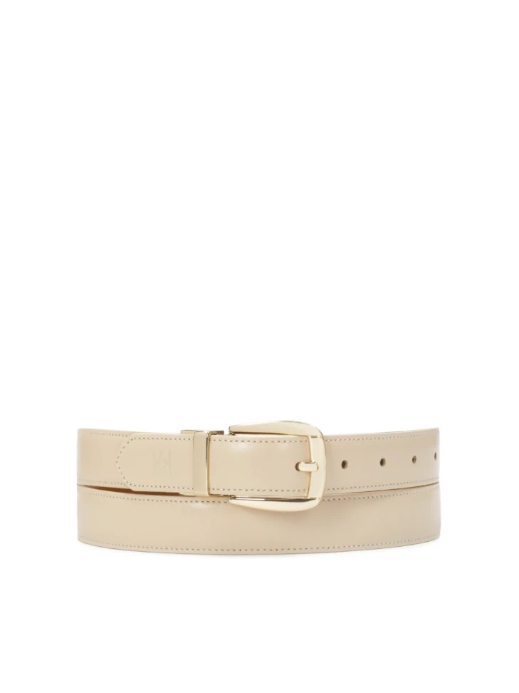 kazar Double-sided belt in beige and brown color with gold buckle