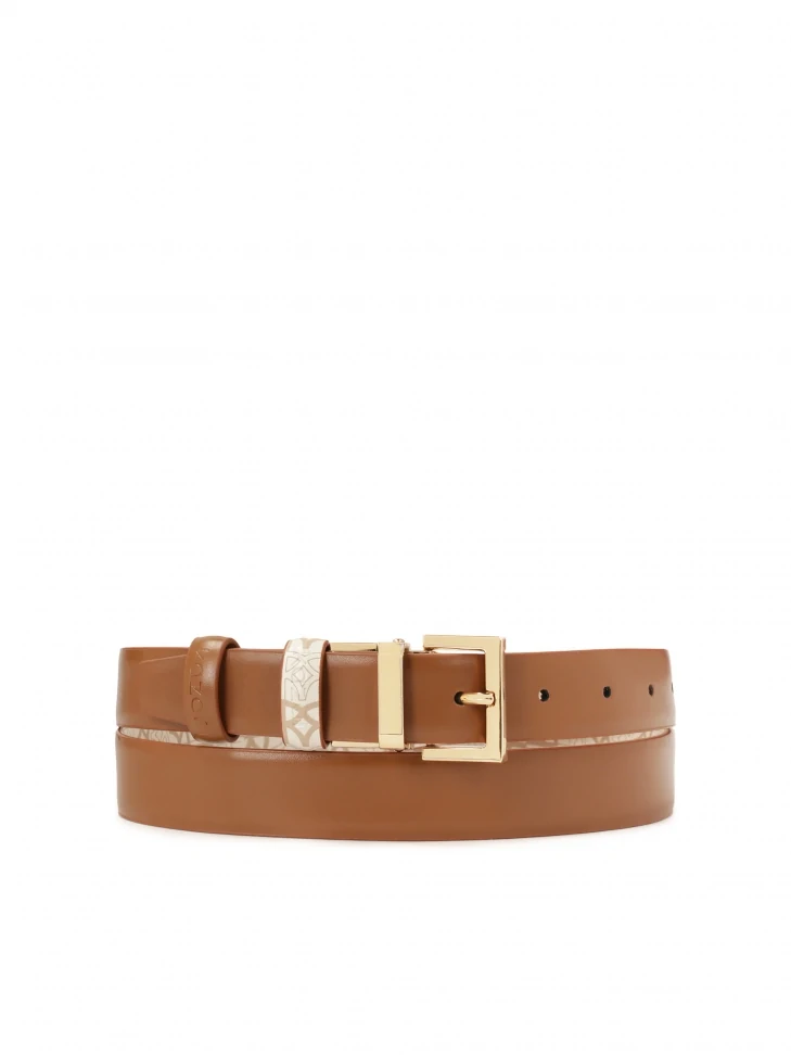 Kazar Double-sided Belt In Beige And Brown Color With Monograms