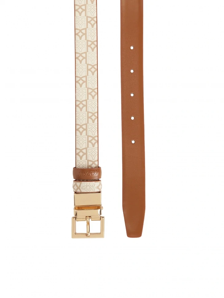 Kazar Double-sided Belt In Beige And Brown Color With Monograms