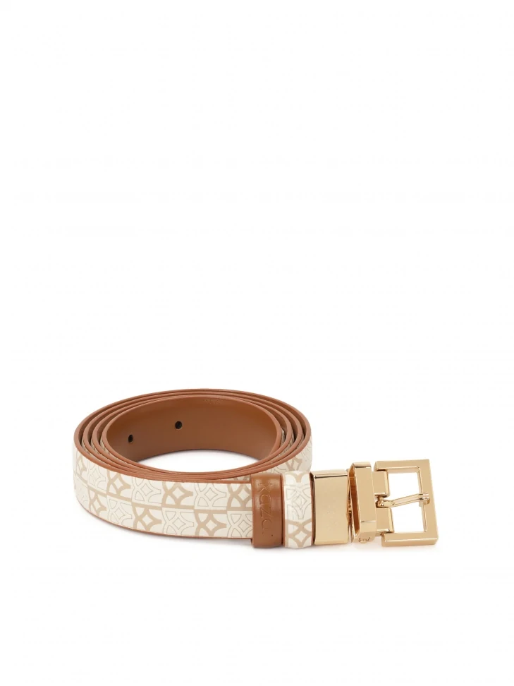 Kazar Double-sided Belt In Beige And Brown Color With Monograms
