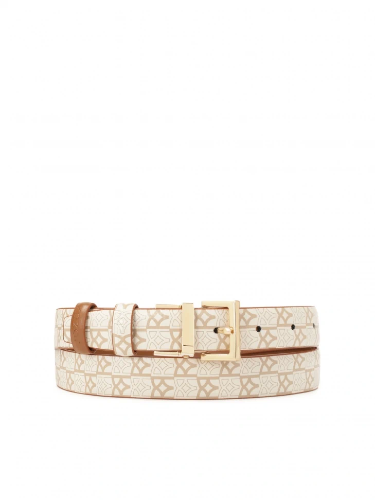 kazar Double-sided belt in beige and brown color with monograms