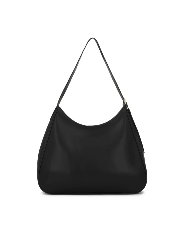 Kazar Elegant Black Leather Handbag With Trapezoidal Shape