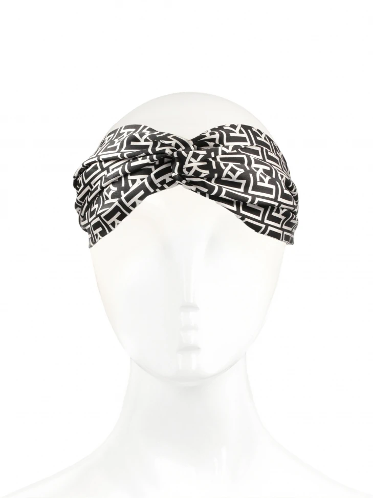 Kazar Elegant Headband In Black And White KAZAR Monograms