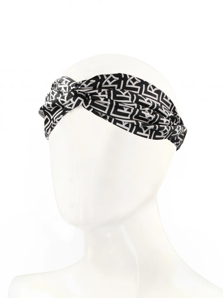 Kazar Elegant Headband In Black And White KAZAR Monograms
