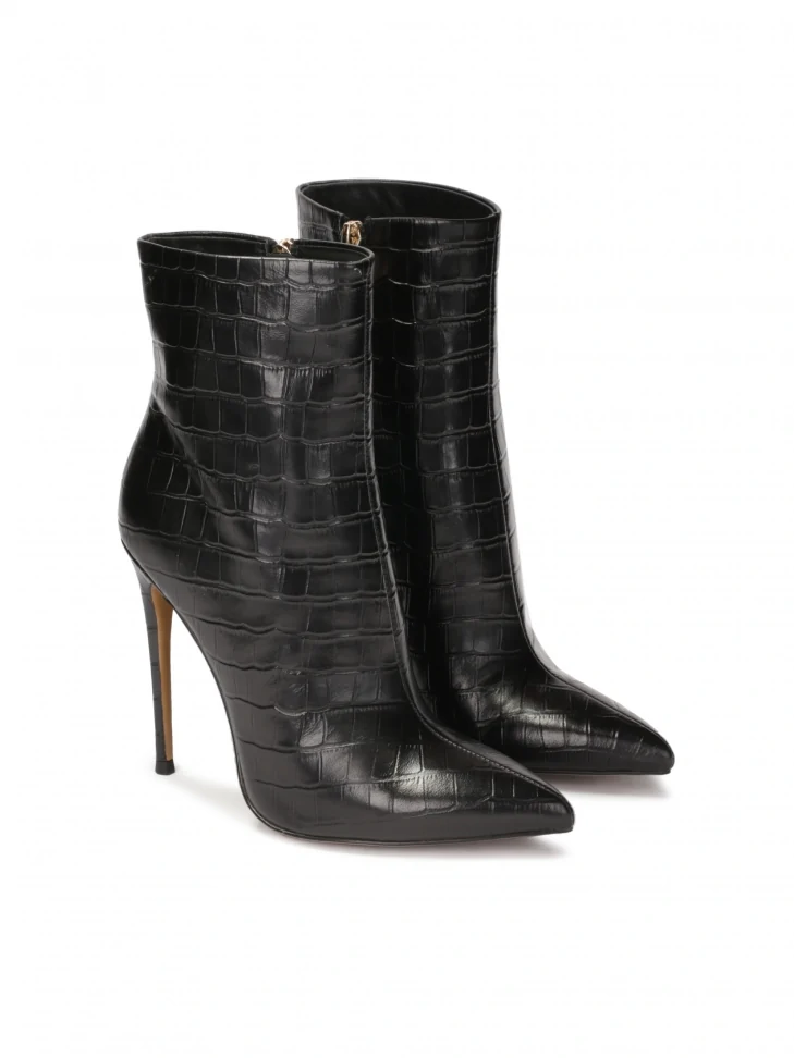Kazar Elegant High Stiletto Boots With Crocodile Pattern