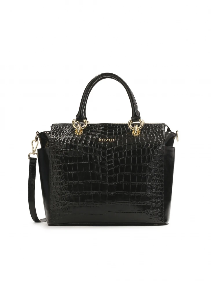 kazar Elegant leather handbag with embossed crocus pattern