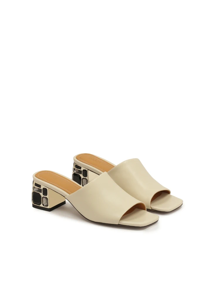 Kazar Elegant Mules On A Heel Decorated With Stones