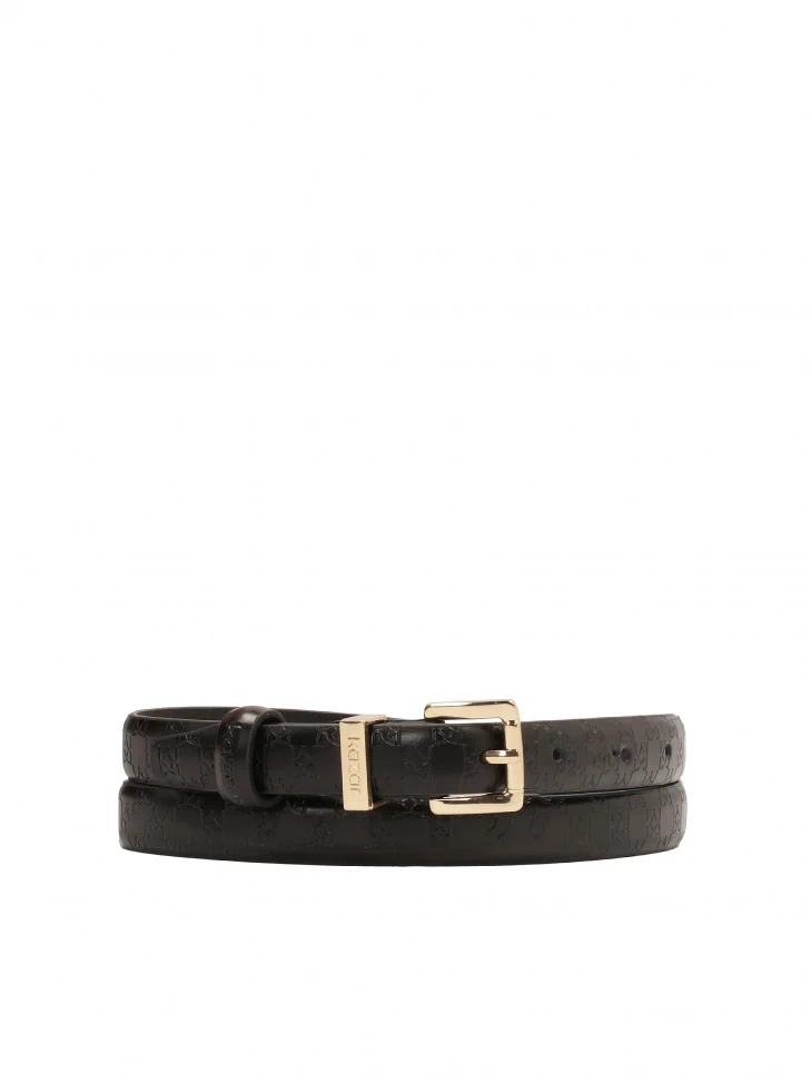 kazar Elegant narrow belt in black embossed leather