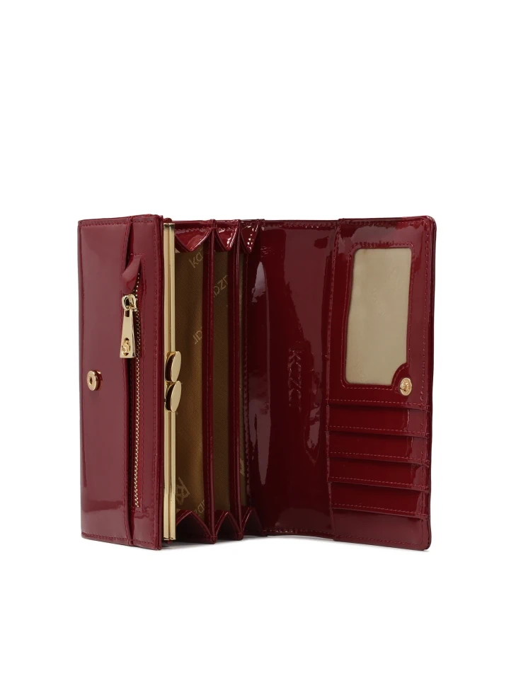 Kazar Elegant Patent Wallet With Large Decoration On The Front
