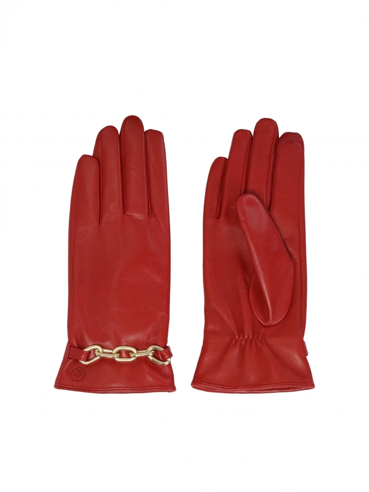 Kazar Elegant Red Gloves With Jewelry Embellishment