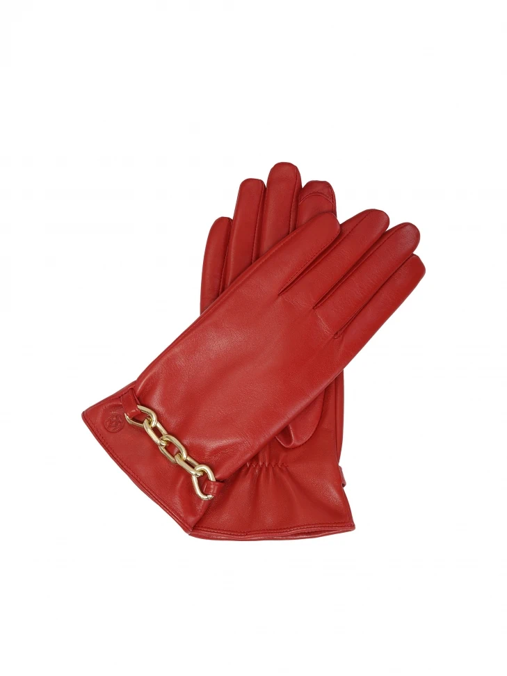 kazar Elegant red gloves with jewelry embellishment