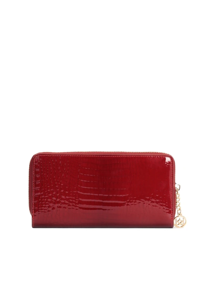 Kazar Elegant Red Patent Leather Walled In Embossed Pattern