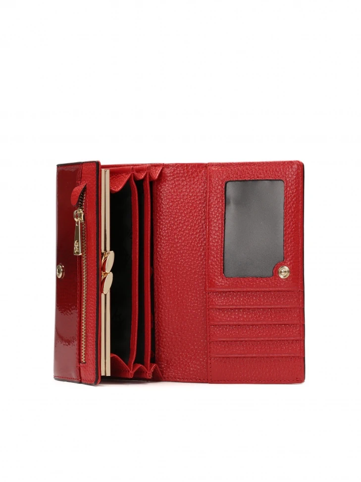 Kazar Elegant Red Wallet In Patent Embossed Leather