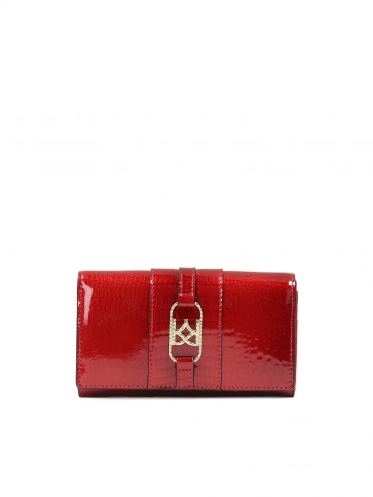 kazar Elegant red wallet in patent embossed leather