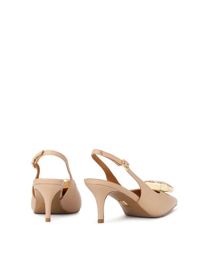 Kazar Elegant Slingback Pumps Adorned With Jewelry Appliqué