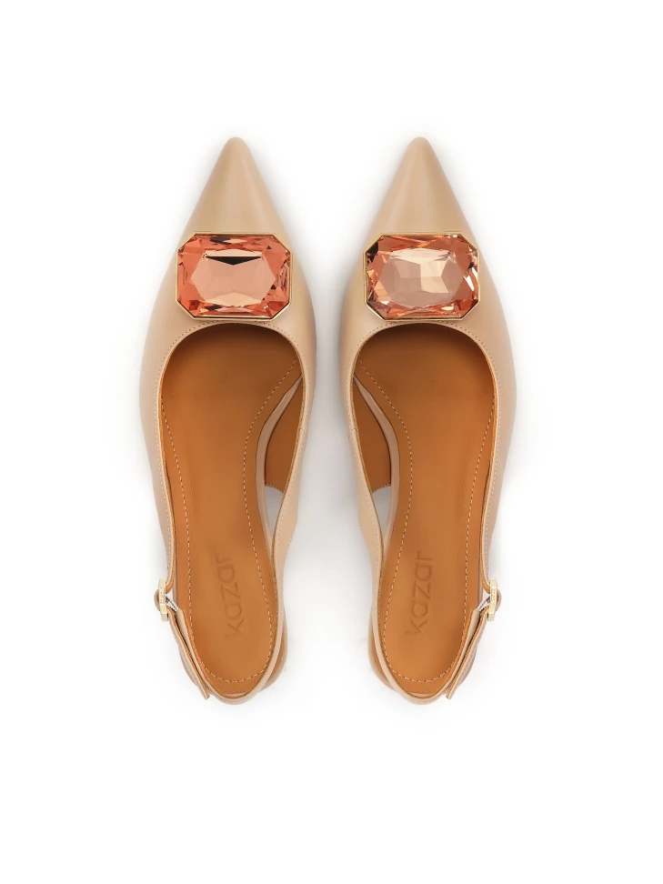 Kazar Elegant Slingback Pumps Adorned With Jewelry Appliqué
