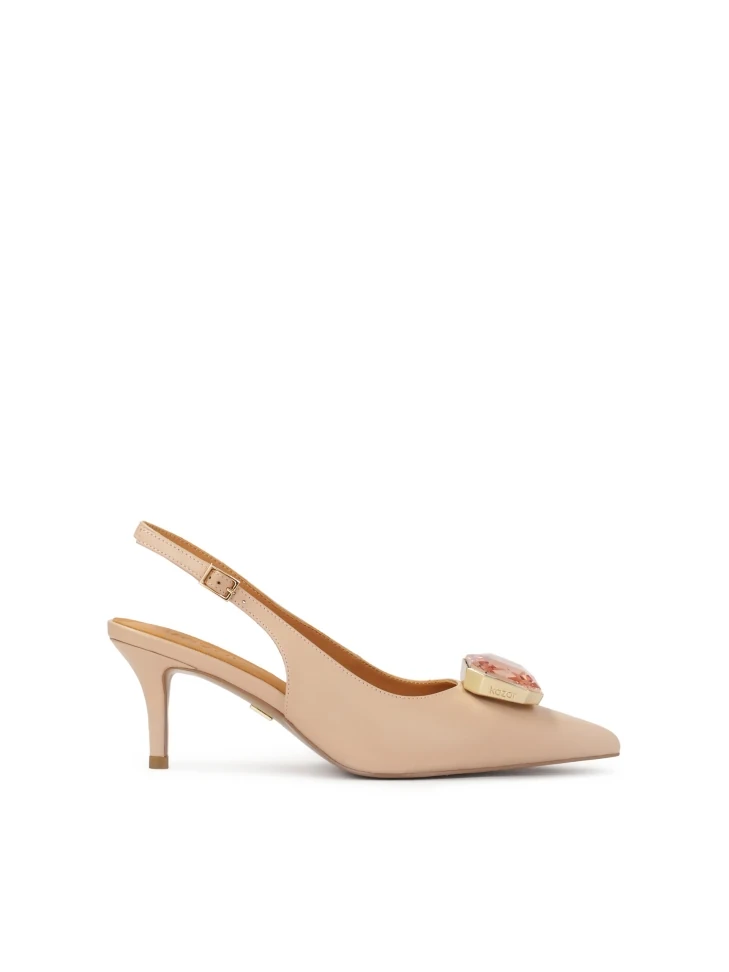 kazar Elegant slingback pumps adorned with jewelry appliqué