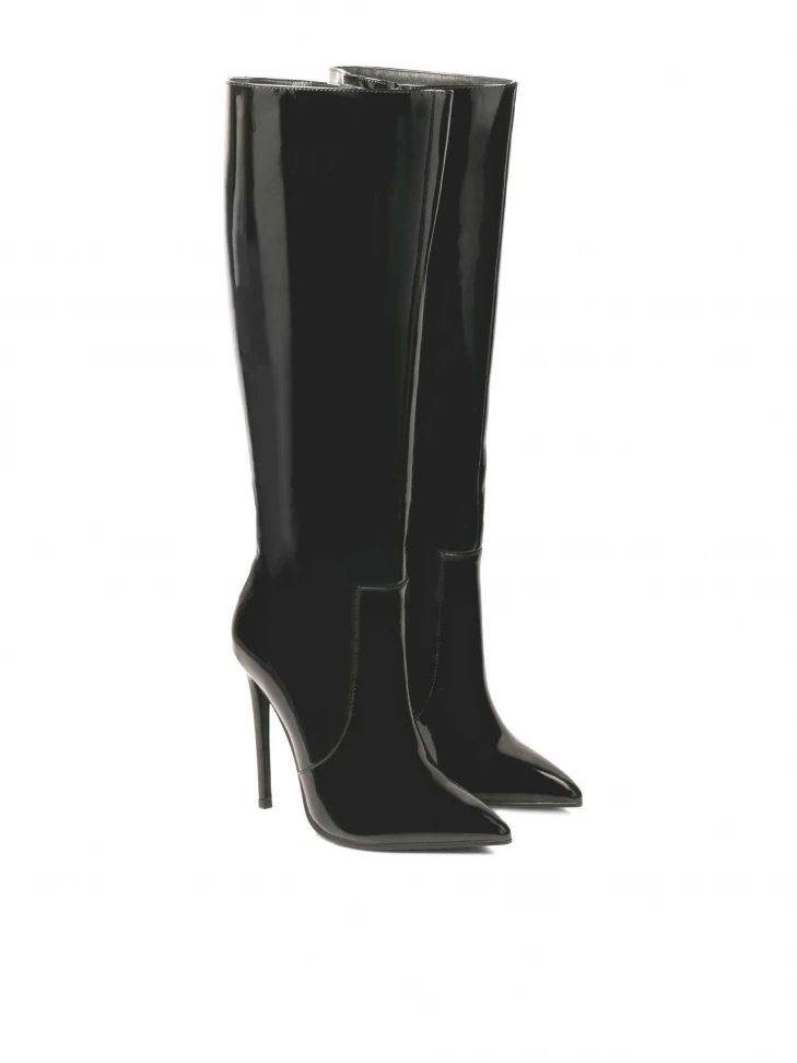 Kazar Elegant Stiletto Heeled Boots In Patent Leather