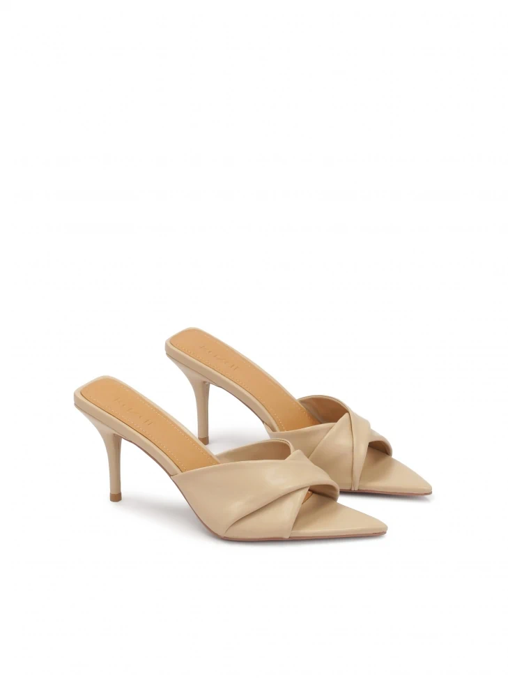 Kazar Elegant Stiletto Mules With Decorative Overlapping Strap