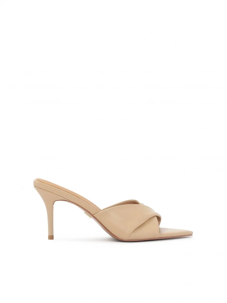 kazar Elegant stiletto mules with decorative overlapping strap