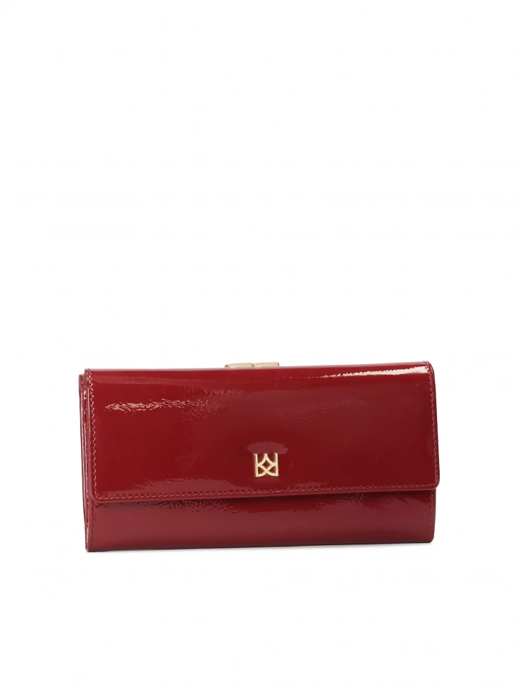 Kazar Elegant Wallet In Patent Leather With A Delicate Crease
