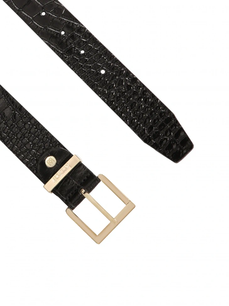 Kazar Elegant Wide Belt In Patent Leather With Embossed Pattern