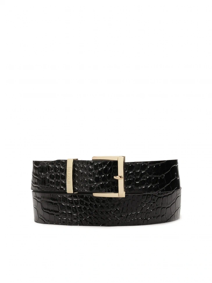 kazar Elegant wide belt in patent leather with embossed pattern