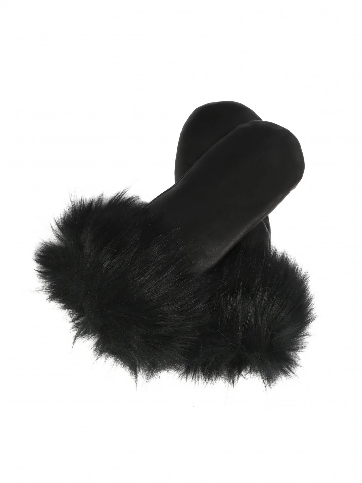 kazar Elegant women's leather gloves finished with synthetic fur