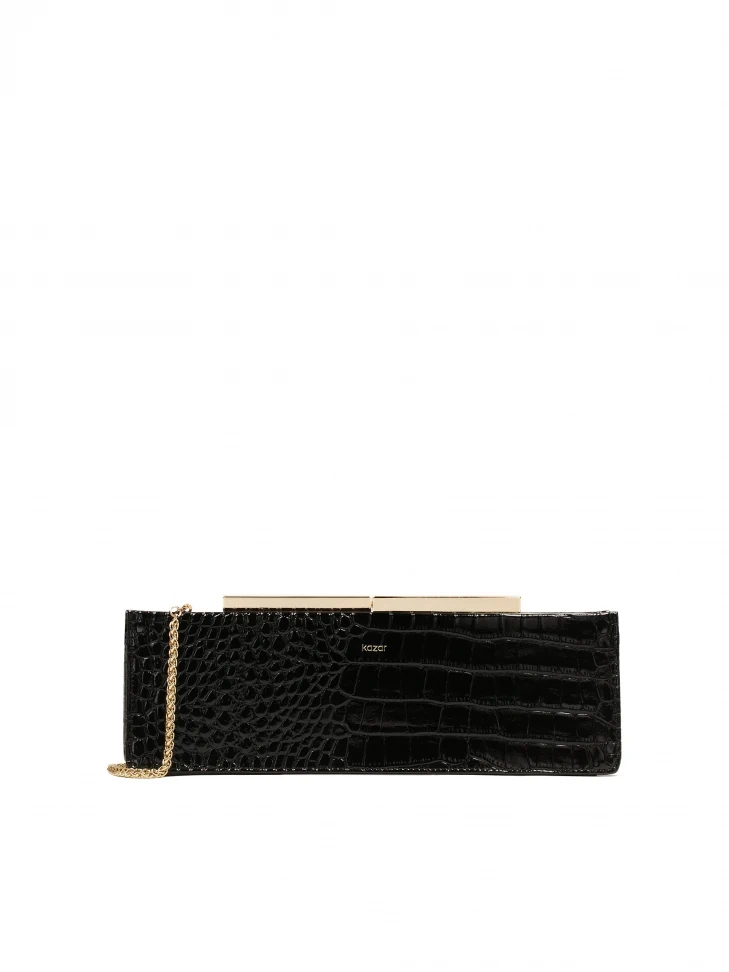 kazar Elongated occasional leather bag in croco pattern